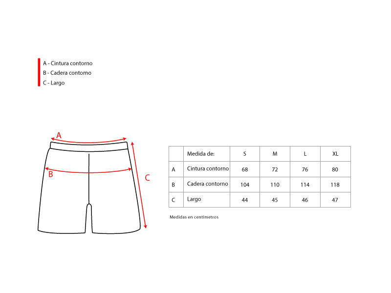 Medidas de Pantaloneta